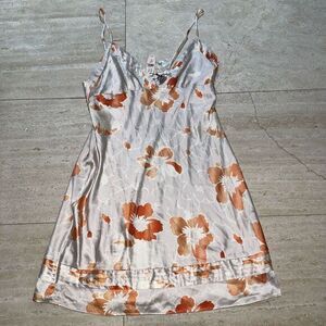 Victorias Secret Y2K Nightie Lingerie Orange Flower Dress W Strap NWT XS